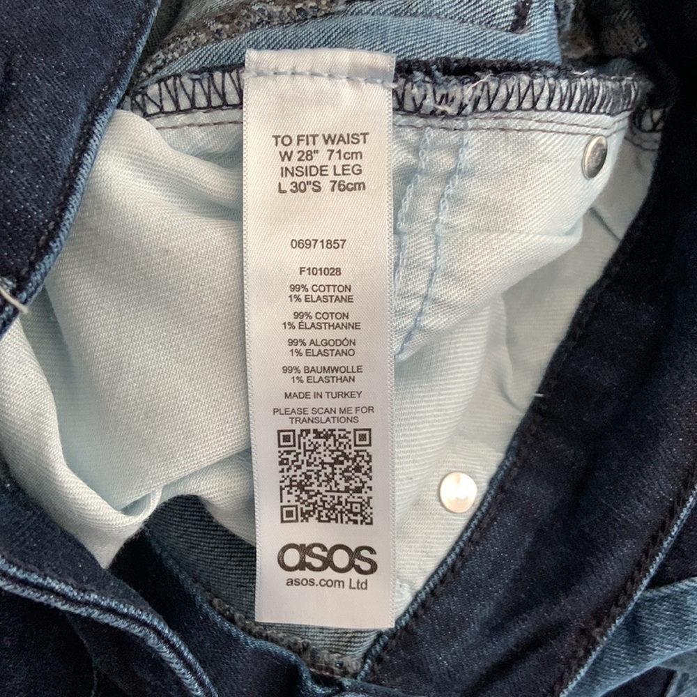 ASOS Dark Wash Blue Colorblock Slim Jeans - Picture 2 of 7